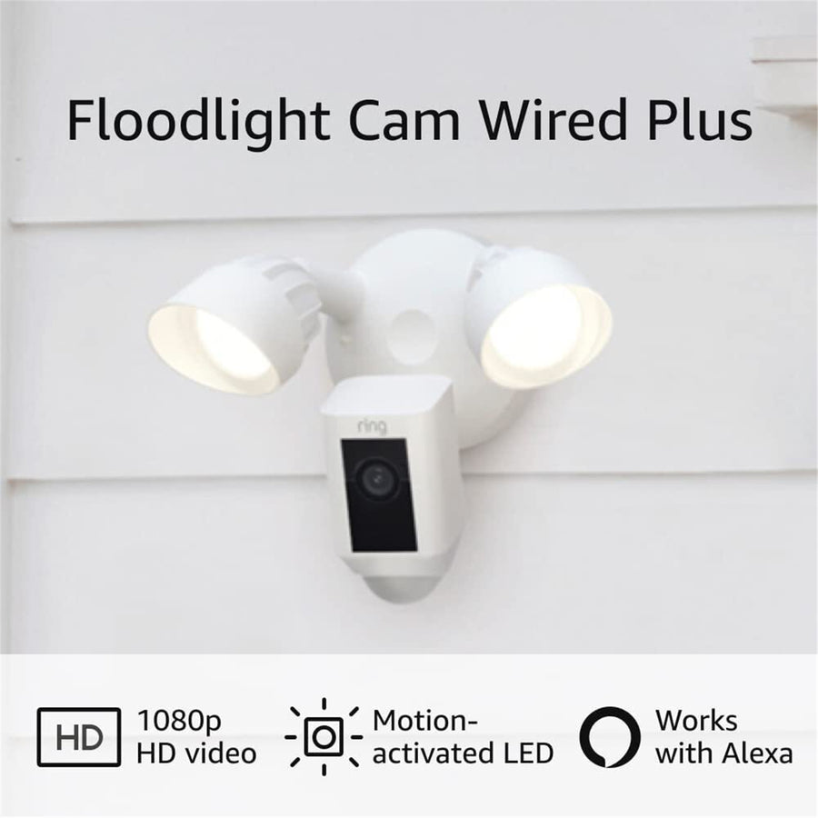 B08F6H9RZT - Ring Floodlight Camera Wired Plus - White