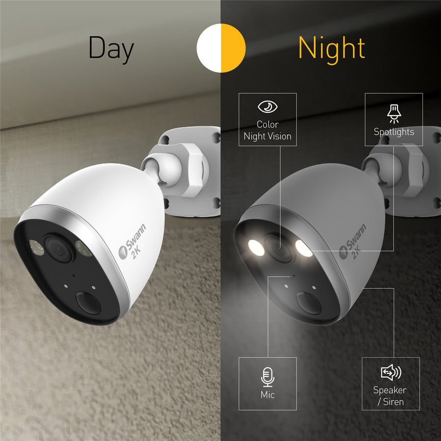 SWIFI-2KOCAM-GL - Swann 2K Outdoor Spotlight Wi-Fi Security Camera - 1 Pack