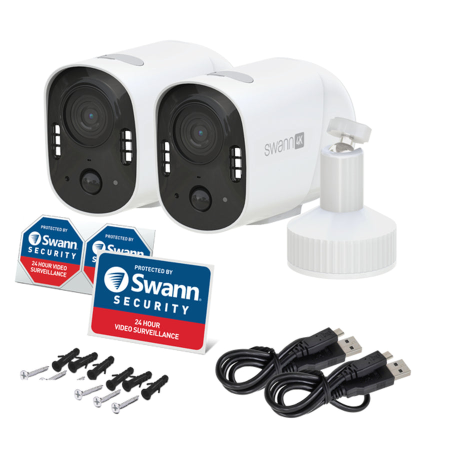 SWIFI-4KXTRMPK2-GL - Swann Xtreem 4K Battery Cam w/32GB Card/2x Spotlights/USB-C & screw in mount - 2 Pack