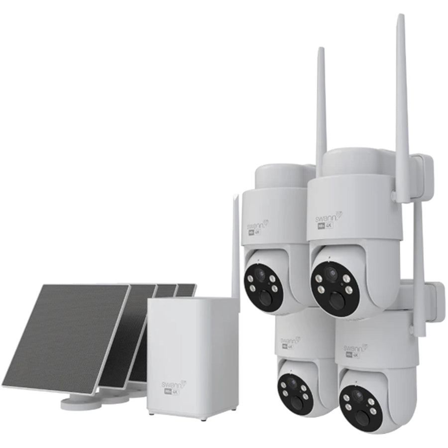 SWNVK-MR4KPTSD4S4-AU - Swann MaxRanger4K Pan Tilt 64GB / 4x MaxRanger4K PT Cameras / 4x SOLAR5