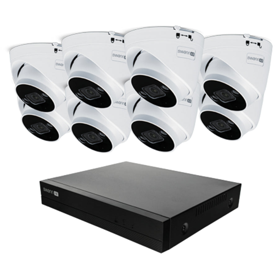 SWANN SWNVK-8ADVANX8D-AU - AdvancedX Series / NVR-8ADVANX / 1TB / 8x NHD-ADVANXD 4K Spotlight Dome IP Cameras