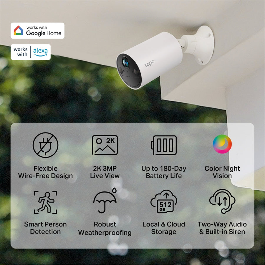 TP-Link Tapo C410 3MP/2K Outdoor Wire-Free Battery Camera - 2 Pack