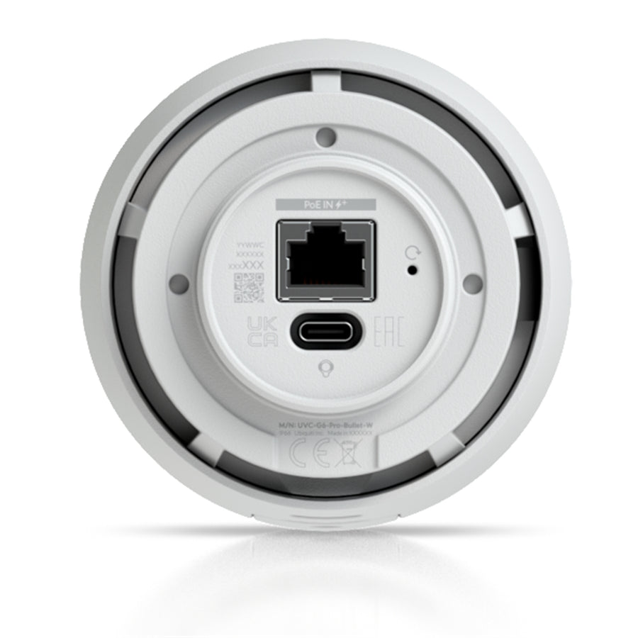 UVC-G6-Pro-Bullet-W - Ubiquiti UniFi G6 Pro Bullet White All-weather 4K PoE+ Camera with Multi-TOPs AI Engine and 2.36x Optical Zoom