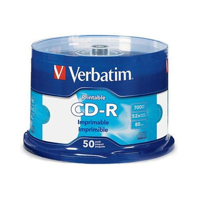 Verbatim CD-R 700MB 52x White Inkjet Printable 50 Pack on Spindle