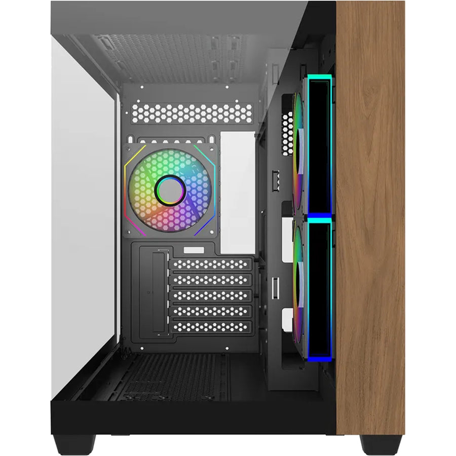 Cooler Master Elite 481  Tempered Glass mATX Tower Gaming Case - Wood Black