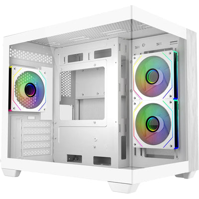 Cooler Master Elite 481 Tempered Glass mATX Tower Gaming Case - Wood White