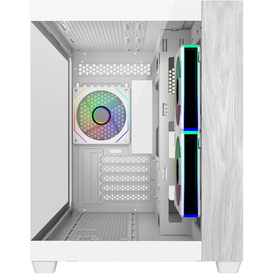 Cooler Master Elite 481 Tempered Glass mATX Tower Gaming Case - Wood White