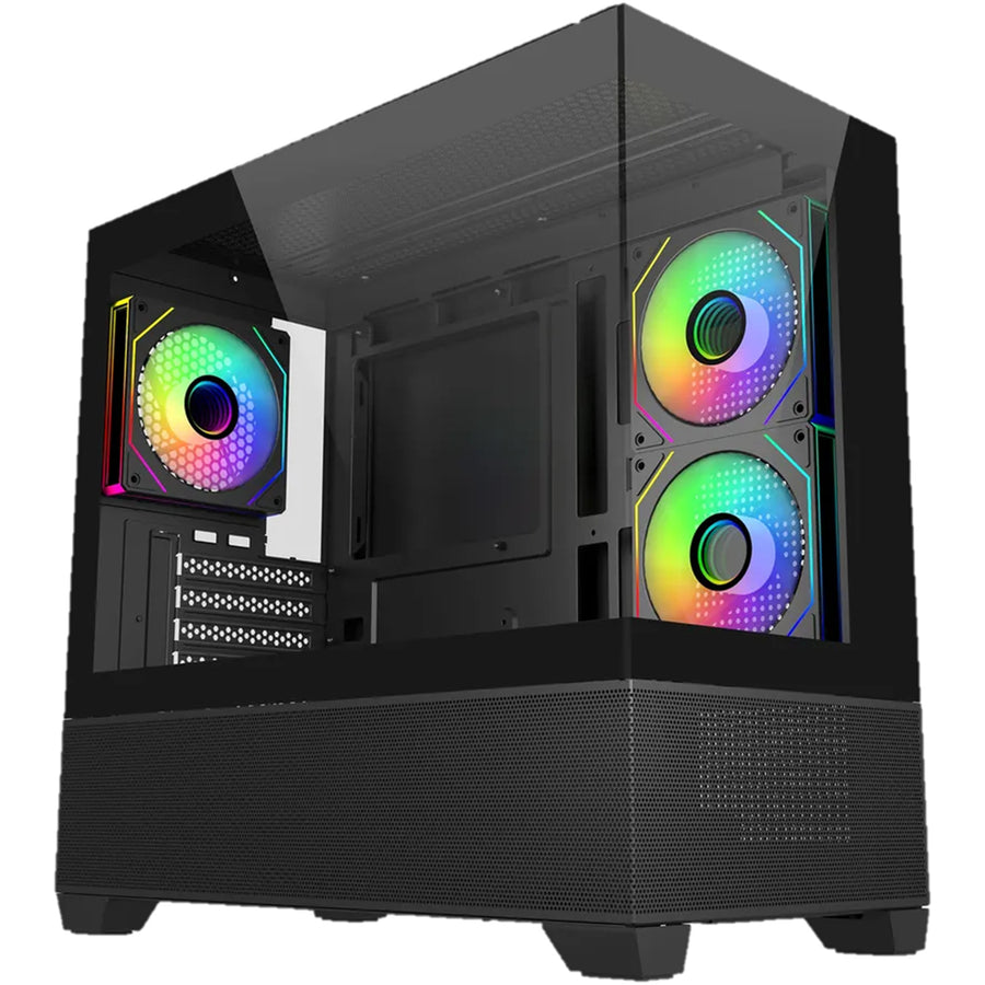 Cooler Master Elite 490 Tempered Glass mATX Tower Gaming Case - Black