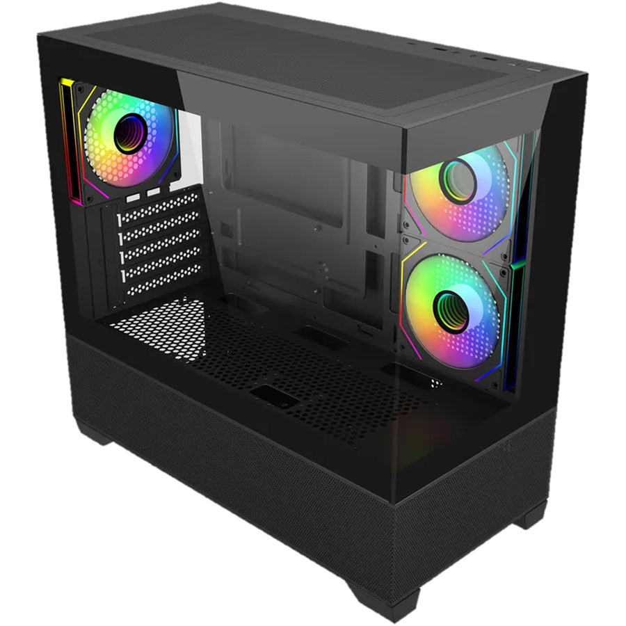 Cooler Master Elite 490 Tempered Glass mATX Tower Gaming Case - Black