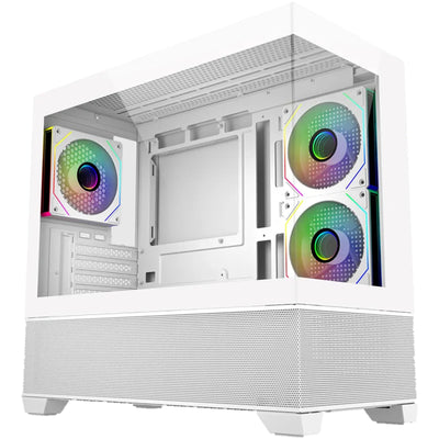 Cooler Master Elite 490 Tempered Glass mATX Tower Gaming Case - White