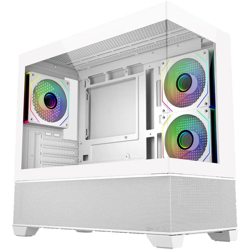 Cooler Master Elite 490 Tempered Glass mATX Tower Gaming Case - White