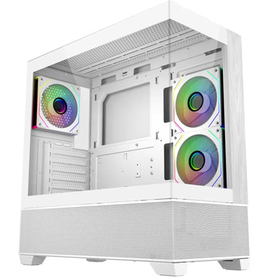 Cooler Master Elite 690  Tempered Glass ATX Tower Gaming Case - Wood White