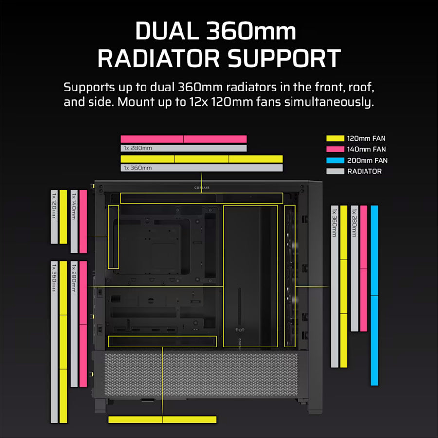 Corsair FRAME 4000D RS Tempered Glass ATX Mid Tower Gaming Case - Black