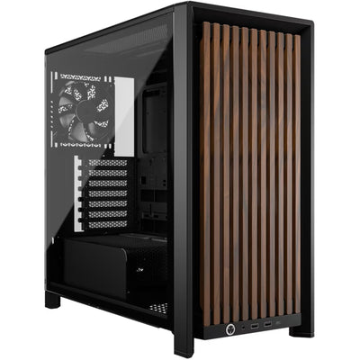Corsair FRAME 4000D Wood RS Modular Tempered Glass ATX Mid Tower Gaming Case - Black & Walnut
