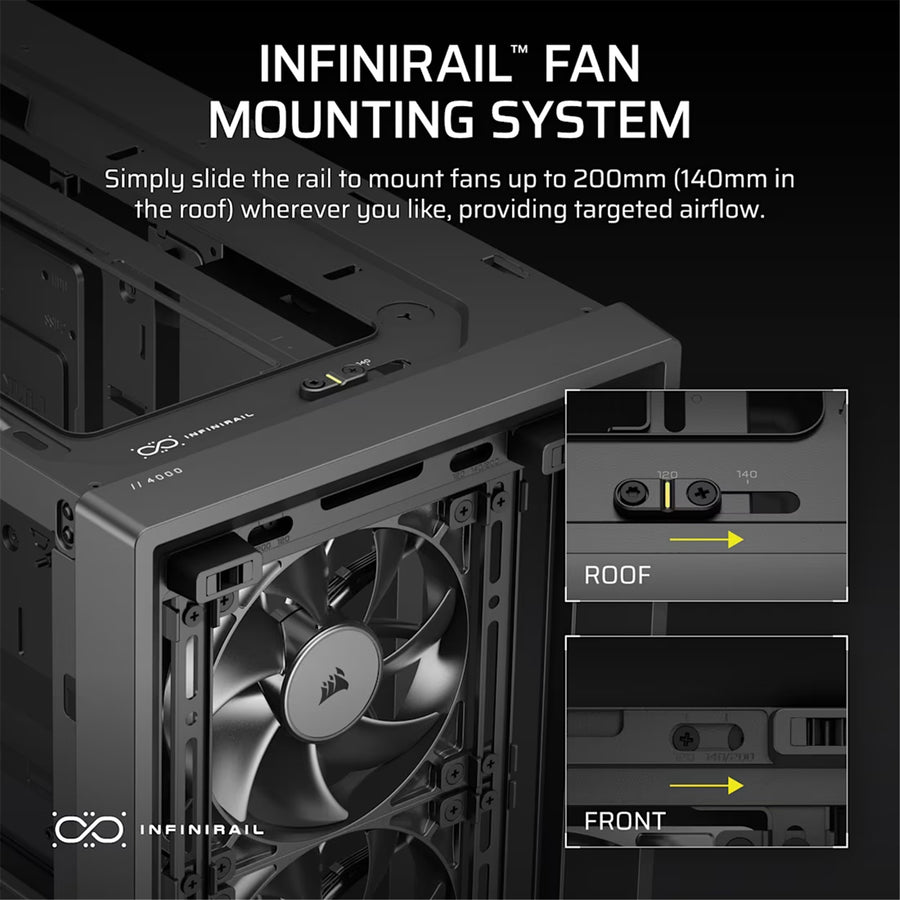 Corsair FRAME 4000D Wood RS Modular Tempered Glass ATX Mid Tower Gaming Case - Black & Walnut