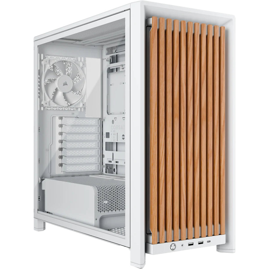Corsair FRAME 4000D Wood RS Modular Tempered Glass ATX Mid Tower Gaming Case - White & Oak