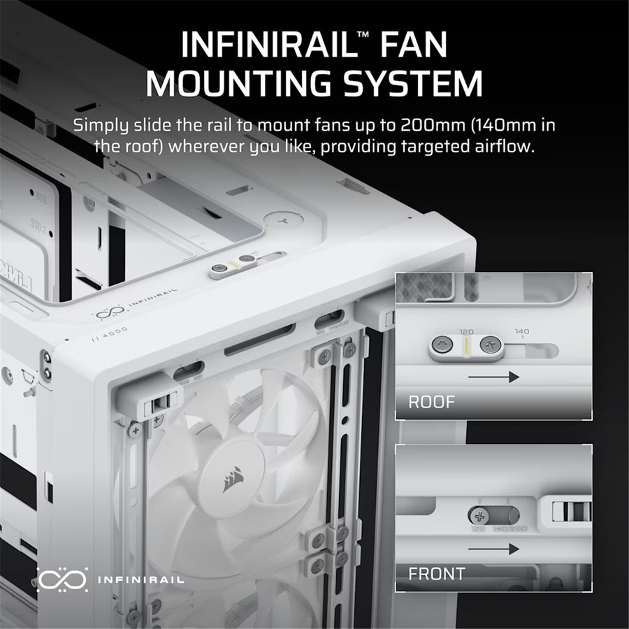 Corsair FRAME 4000D Wood RS Modular Tempered Glass ATX Mid Tower Gaming Case - White & Oak