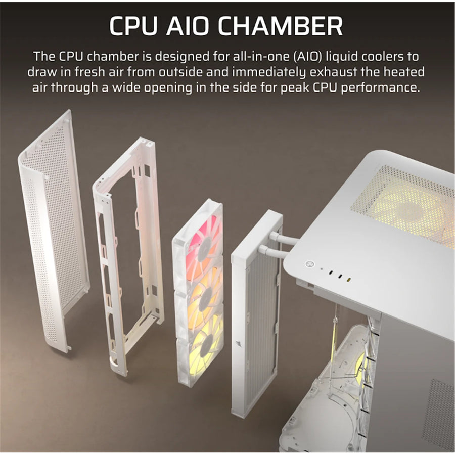 Corsair Air 5400 RS-R ARGB Tempered Glass ATX Gaming Case - White
