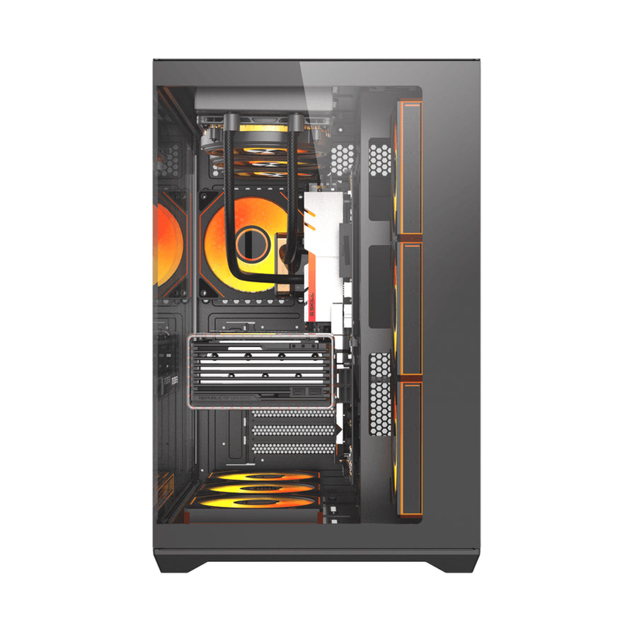 DARKFLASH  C280 Dual Chamber Tempered Glass E-ATX Mid Tower Case - Black