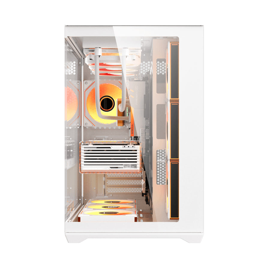 DARKFLASH  C280 Dual Chamber Tempered Glass EATX Mid Tower Case - White