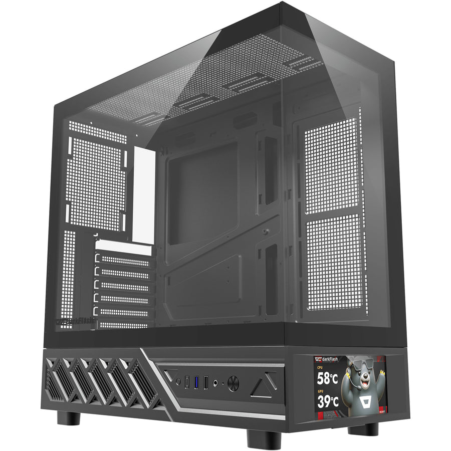 DARKFLASH  DS950 Tempered Glass ATX Mid Tower Case - Black with Screen