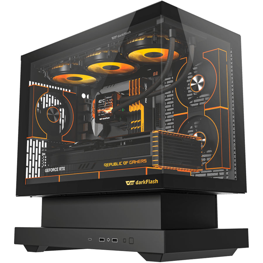 DARKFLASH  F1 Tempered Glass mATX / ITX Mini Tower Case - Black