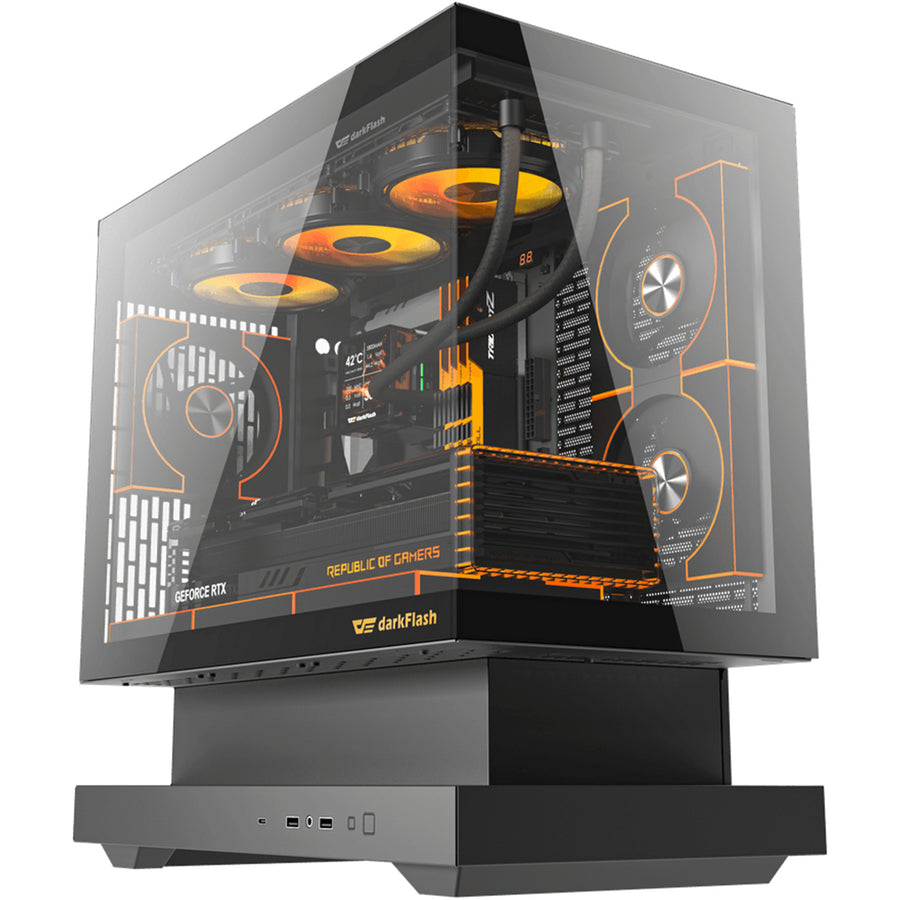 DARKFLASH  F1 Tempered Glass mATX / ITX Mini Tower Case - Black