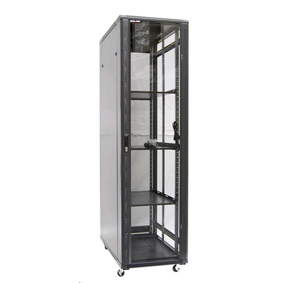 Dynamix RSR45-6X12 45RU Server Cabinet 1200mm Deep (600x1200x2100mm) Includes 3x Fixed Shelves, 4x Fans, 25x Cage Nuts, 4x Castors & 4x Level Feet. Black