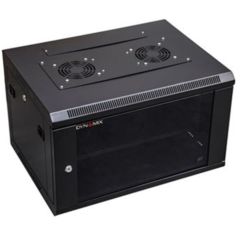 DYNAMIX RWM9 - 9RU Wall Mount Cabinet 450mm Deep (600 x 450 x 501mm) Incl 1x Fixed Shelf 2x Fan