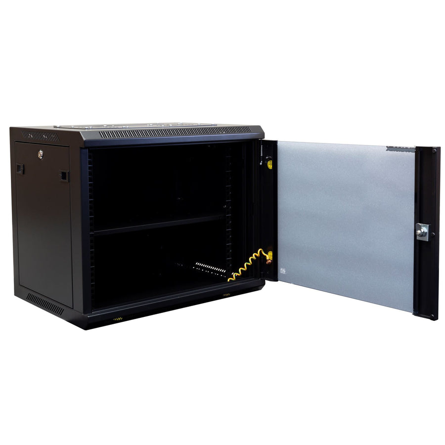 DYNAMIX RWM9 - 9RU Wall Mount Cabinet 450mm Deep (600 x 450 x 501mm) Incl 1x Fixed Shelf 2x Fan