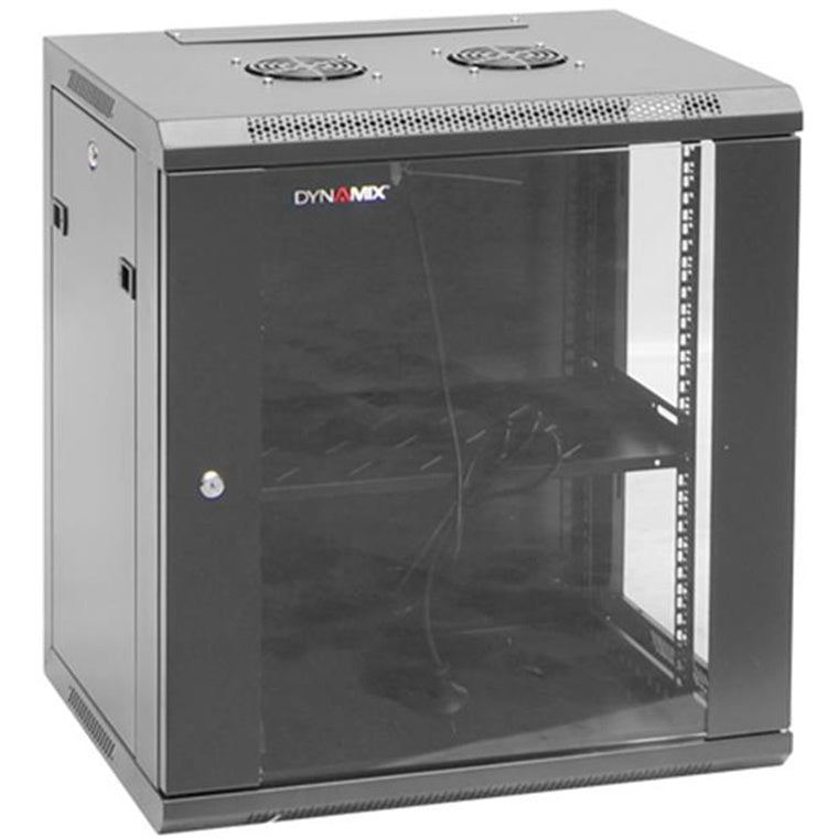DYNAMIX RWM12 - 12RU Wall Mount Cabinet 450mm Deep (600 x 450 x 650mm) Includes 1x Fixed Shelf 2 Fan