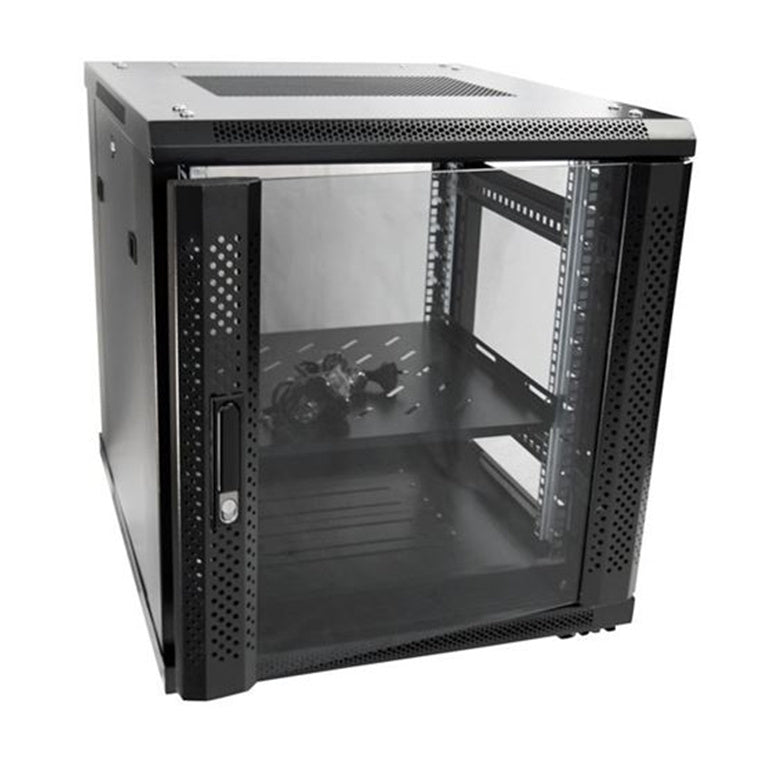 DYNAMIX RSR12-6X7 - 12RU Server Cabinet 700mm deep (600x700x743mm). Incl. 1x Fixed Shelf 4x Fans 25x Cage
