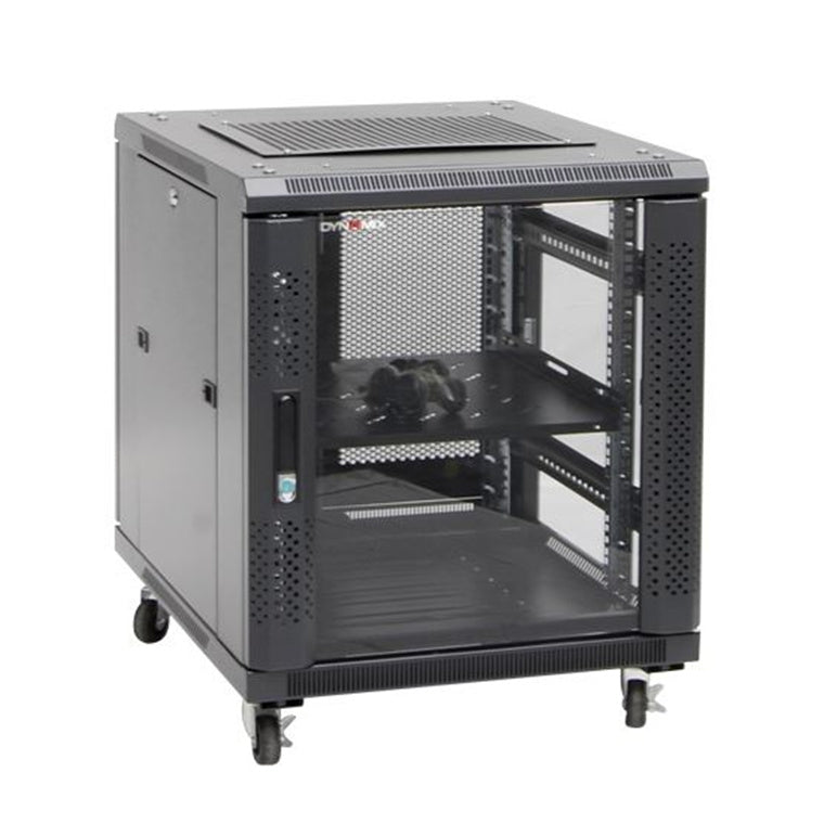 DYNAMIX RSR12-6X7 - 12RU Server Cabinet 700mm deep (600x700x743mm). Incl. 1x Fixed Shelf 4x Fans 25x Cage