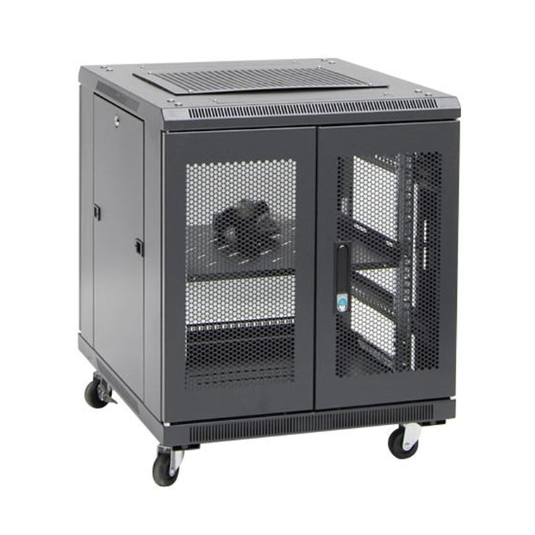DYNAMIX RSR12-6X7 - 12RU Server Cabinet 700mm deep (600x700x743mm). Incl. 1x Fixed Shelf 4x Fans 25x Cage