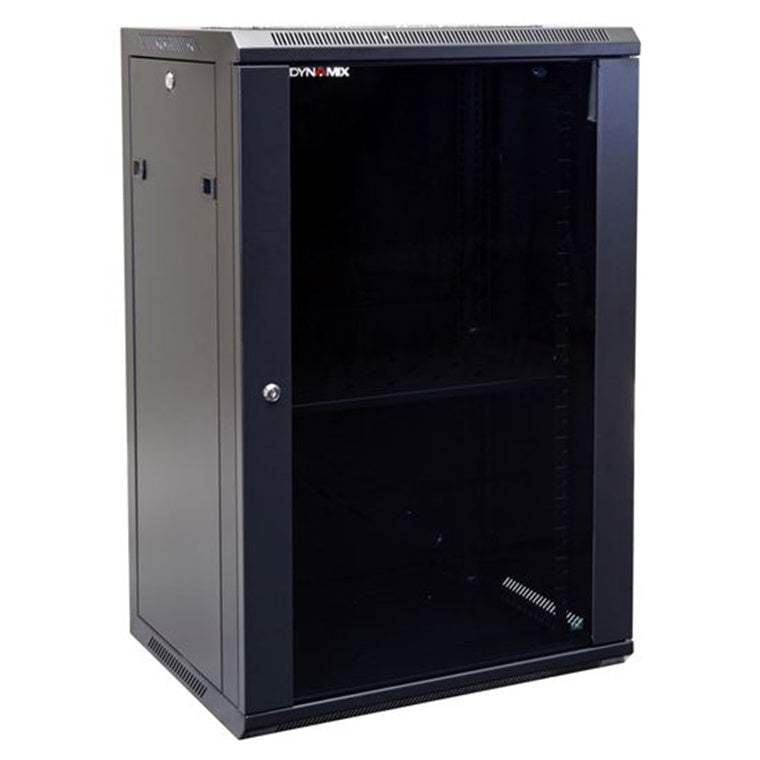 DYNAMIX RWM18 - 18RU Wall Mount Cabinet 450mm Deep (600 x 450 x 910mm) Incl 1x Fixed Shelf 2x Fan