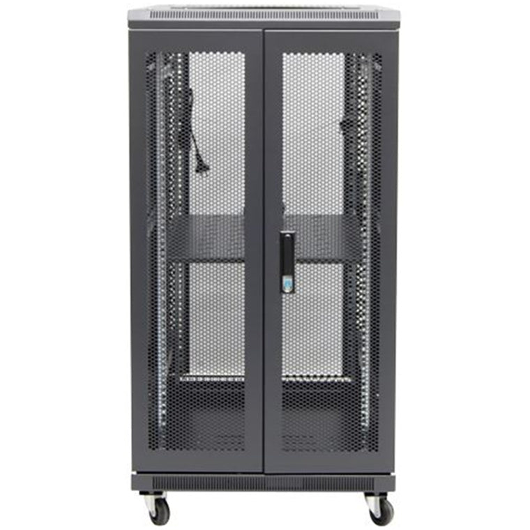 DYNAMIX RSR22-6X10 - 22RU Server Cabinet 1000mm Deep (600x1000x1190mm) Incl. 1 x Shelf 4x Fans 25x Cage