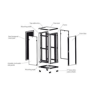 DYNAMIX RSR22-6X10 - 22RU Server Cabinet 1000mm Deep (600x1000x1190mm) Incl. 1 x Shelf 4x Fans 25x Cage
