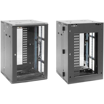 Dynamix RDME24 24RU 600mm Deep Universal Swing Wall Mount Cabinet - 200mm Removable Backmount - Supplied with 2x Rear Vertical Cable Trays, 6 way PDU and 10 cage nuts - Black