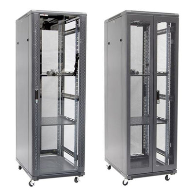 DYNAMIX RSR37-6X6 – 37HE Serverschrank 600 mm tief (600x600x1853mm). Inkl. 2x feste Fachböden 4x Lüfter