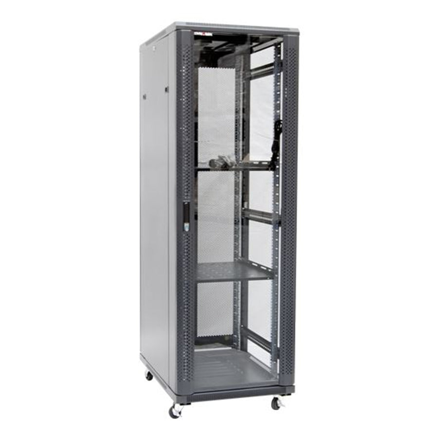 DYNAMIX RSR37-6X6 - 37RU Server Cabinet 600mm Deep (600x600x1853mm). Incl 2x Fixed Shelves 4x Fans