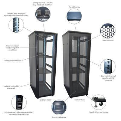 DYNAMIX 45RU Server Cabinet 1000mm Deep (600x1000x2210mm) Flat Pack