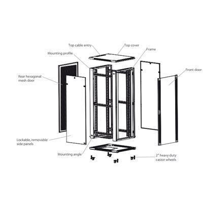 DYNAMIX 45RU Server Cabinet 1000mm Deep (600x1000x2210mm) Flat Pack