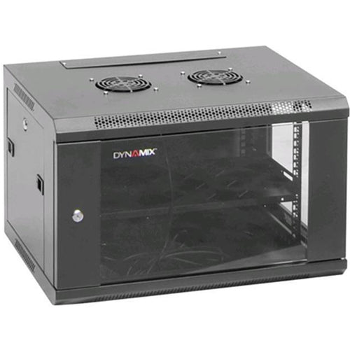 DYNAMIX RWM6 - 6RU Wall Mount Cabinet 450mm Deep (600 x 450 x 368mm) Incl 1x Fixed Shelf 2x Fan