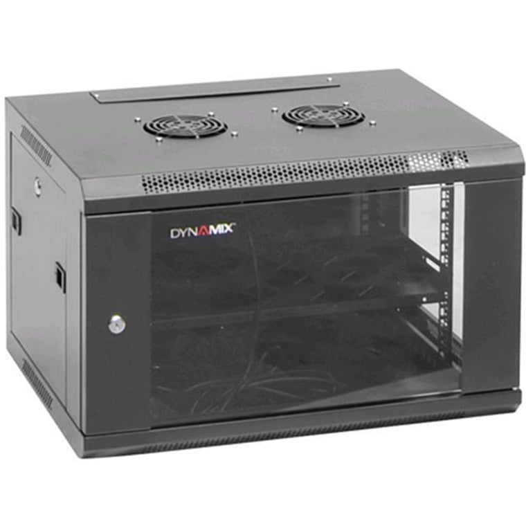 DYNAMIX RWM6 - 6RU Wall Mount Cabinet 450mm Deep (600 x 450 x 368mm) Incl 1x Fixed Shelf 2x Fan