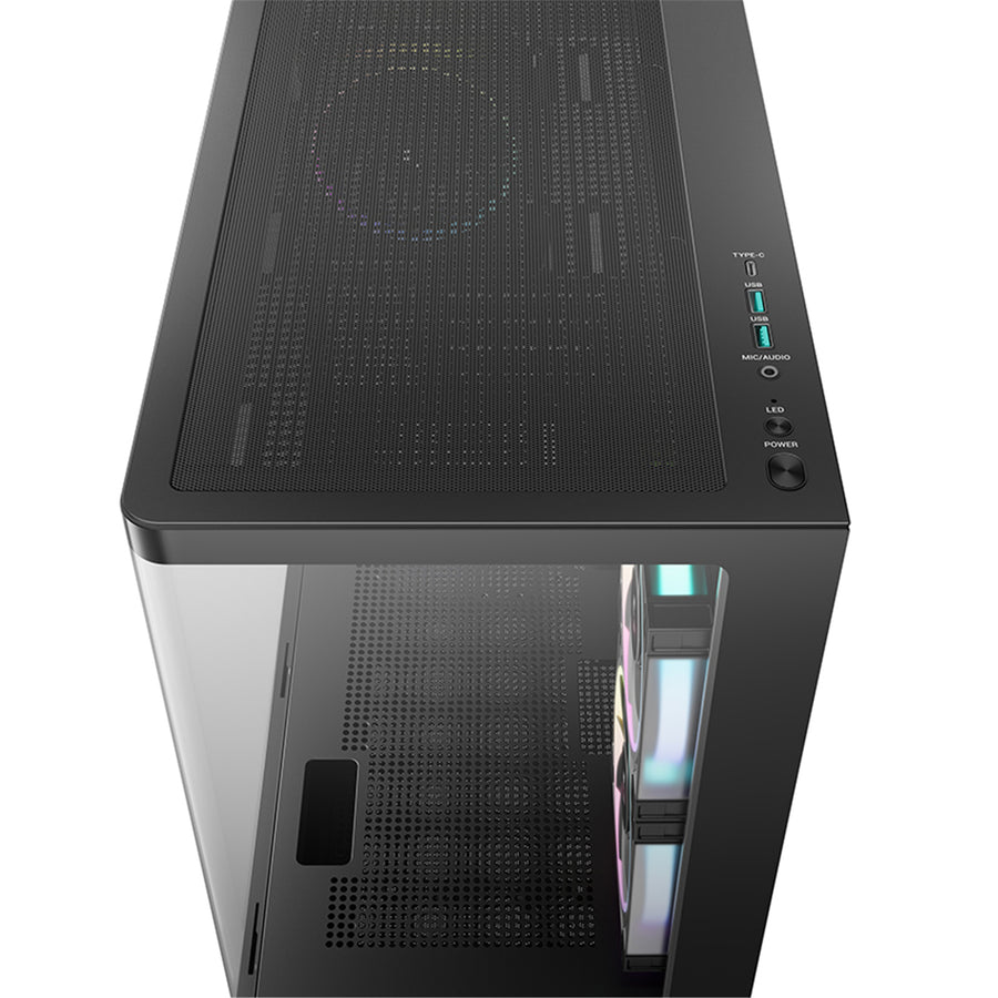DEEPCOOL  CG380U 3F mATX Mini Tower Case with Curved-Glass - Black
