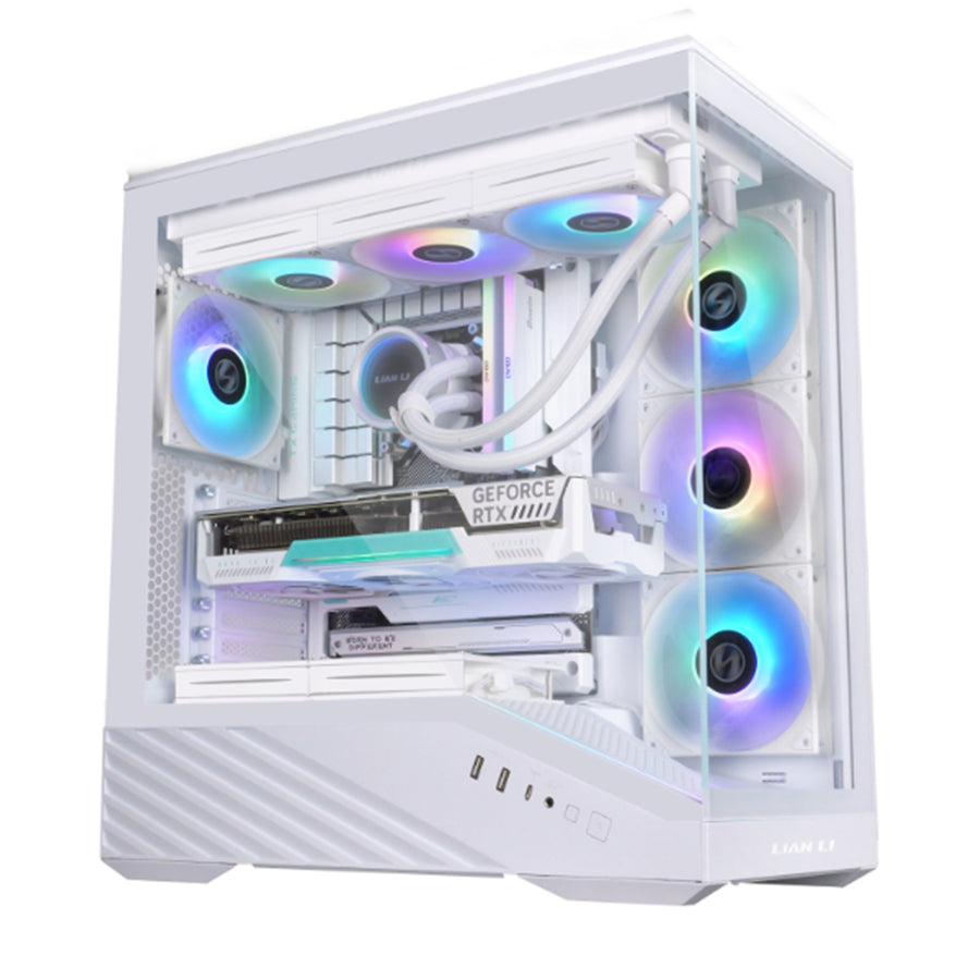 Lian Li Vector V100 RGB Tempered Glass ATX Mid Tower Gaming Case - White