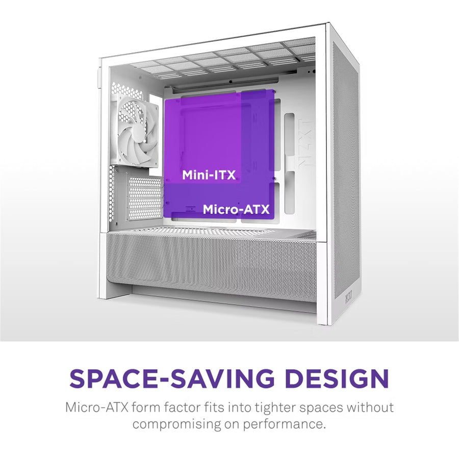 NZXT H3 Flow Tempered Glass mATX Micro Tower Gaming Case - White