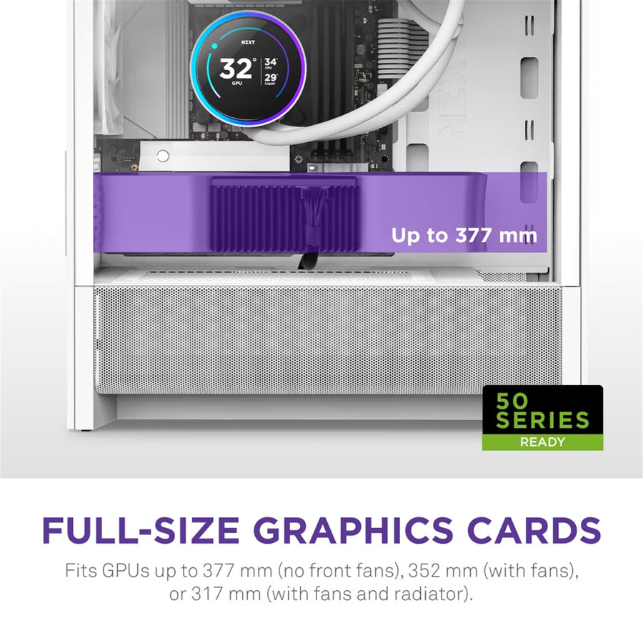 NZXT H3 Flow Tempered Glass mATX Micro Tower Gaming Case - White
