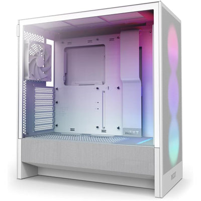 NZXT H5 Flow Tempered Glass ATX Mid Tower Gaming Case - White RGB 2024 Edition