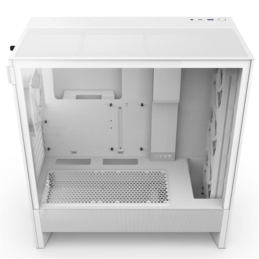 NZXT H5 Flow Tempered Glass ATX Mid Tower Gaming Case - White RGB 2024 Edition